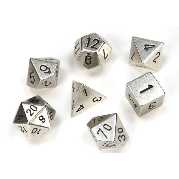 Chessex: Metal Dice - 7 Piece Set in Silver