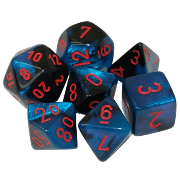 Chessex Dice - Gemini: 7 Piece Set Black-Starlight/Red