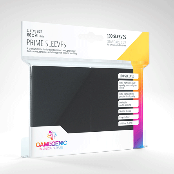 Gamegenic: Prime Sleeves - 100 Pack of Card Sleeves - Black