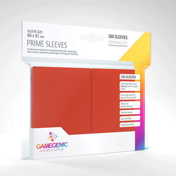 Gamegenic: Prime Sleeves - 100 Pack of Card Sleeves - Red