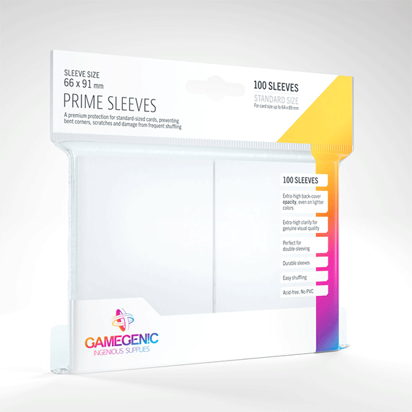 Gamegenic: Prime Sleeves - 100 Pack of Card Sleeves - White