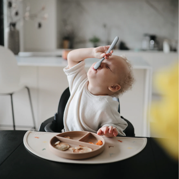 Mushie Silicone Feeding Spoons (Powder Blue) 2-Pack