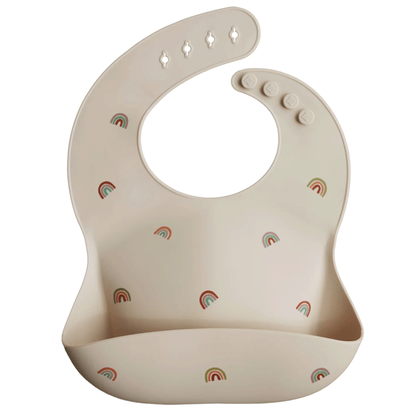 Mushie Silicone Baby Bib (Rainbows)