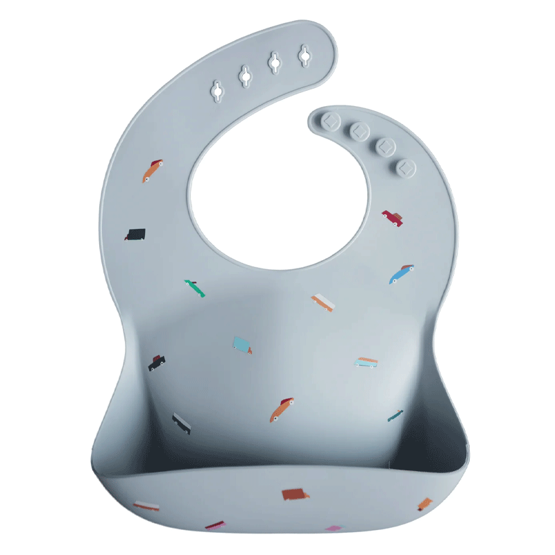 Mushie Silicone Baby Bib (Retro Cars)