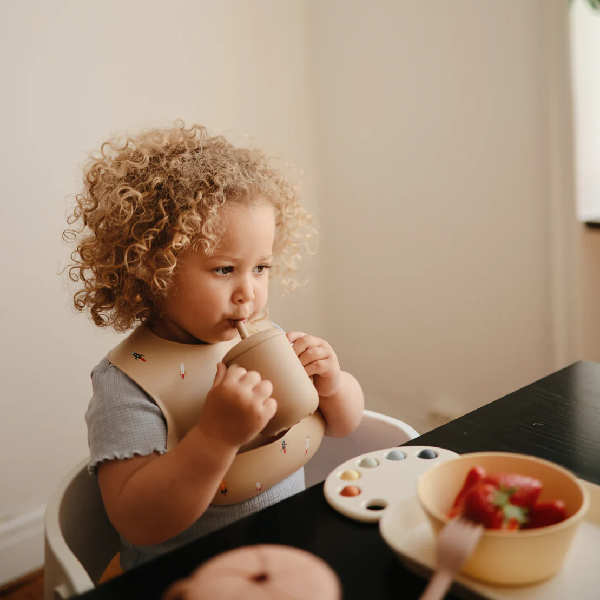 Mushie Silicone Baby Bib (Rocket Ship)