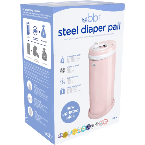 Ubbi Steel Diaper Disposal Pail - Blush Pink