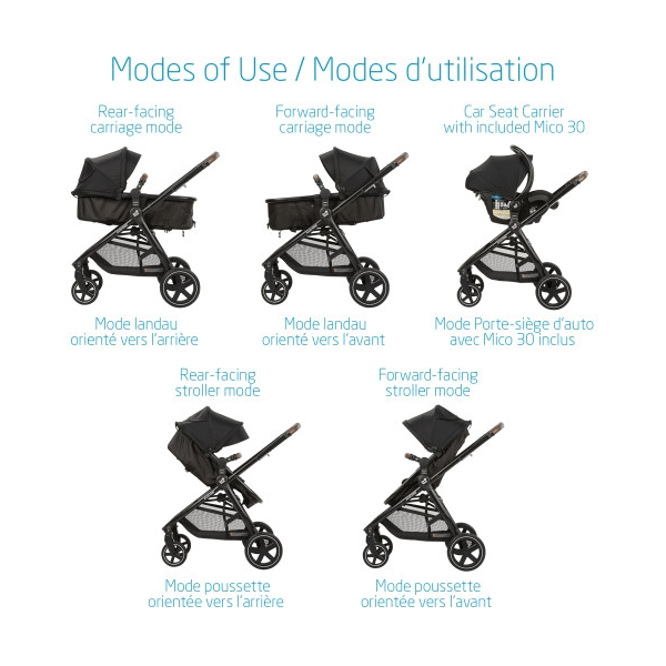 Maxi-Cosi Zelia Max 5 in 1 Modular Travel System - Basalt Black