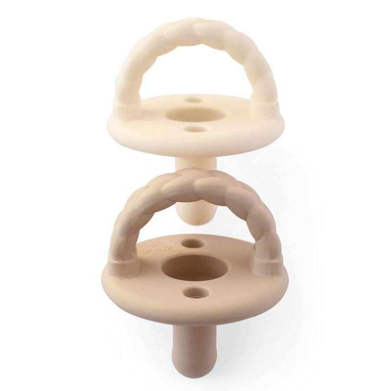 Itzy Ritzy Sweetie Soother Pacifier 2-Pack - Buttercream & Toast Braids