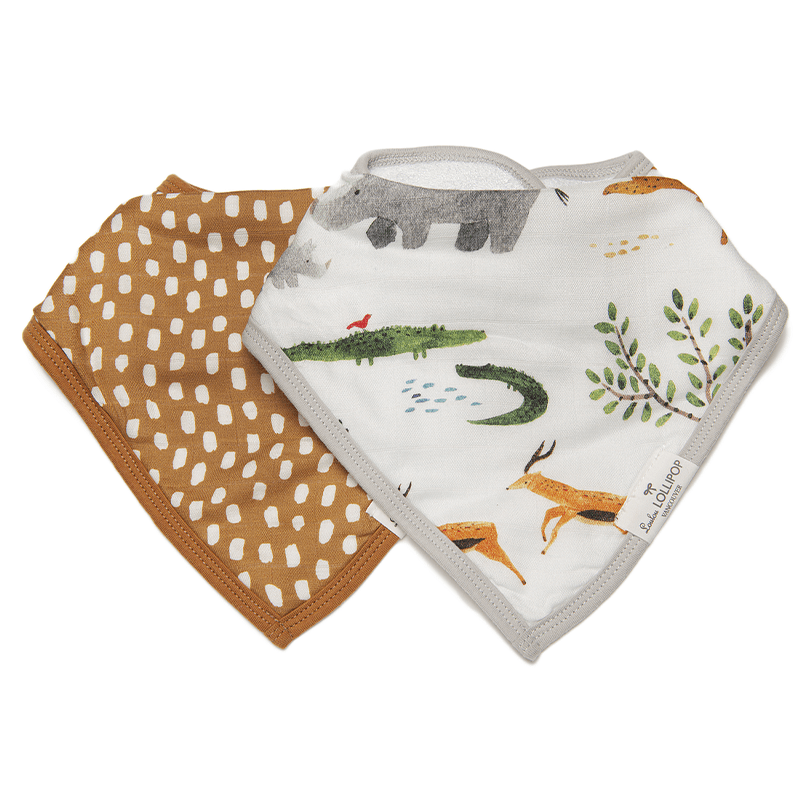 LouLou Lollipop Bandana Bib Set - Jungle Safari