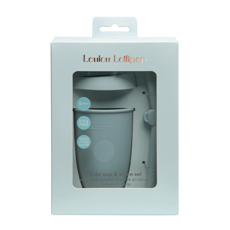 LouLou Lollipop Kids Silicone Cup with Straw - Elephant Blue