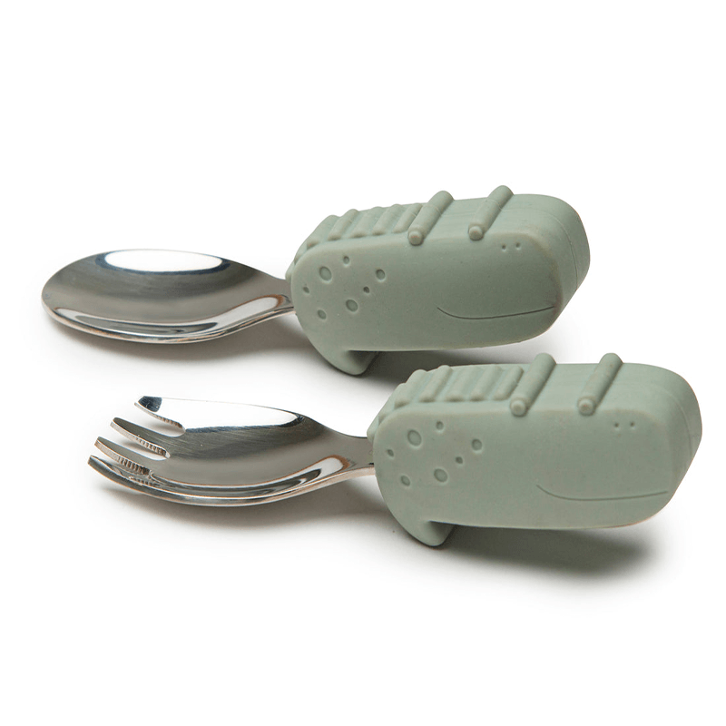 LouLou Lollipop Learning Spoon & Fork Set - Alligator