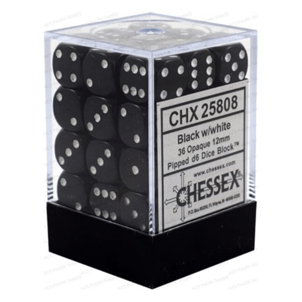 Chessex: Dice - 36 Piece Set - D6 in Opaque Black/White