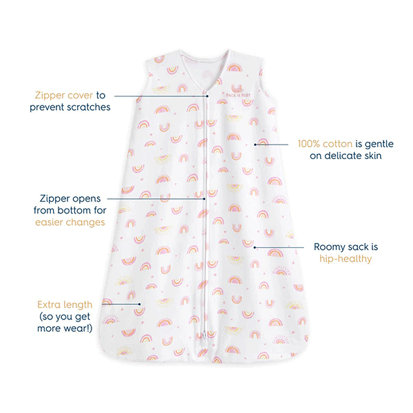 Small Halo SleepSack Wearable Blanket Cotton - Sunshine Rainbows