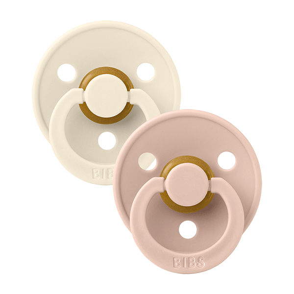 BIBS Original Colour Pacifier 0-6 Months 2 PACK - Ivory/Blush