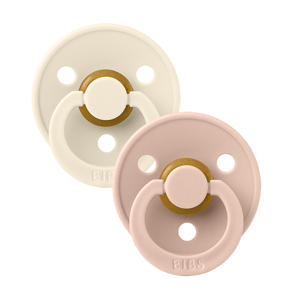 BIBS Original Colour Pacifier 0-6 Months Symmetrical 2 PACK - Ivory/Blush