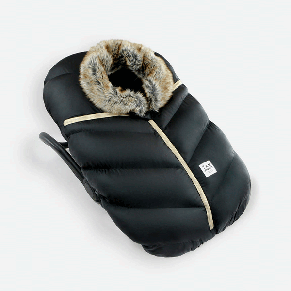 7AM Enfant Car Seat Cocoon Tundra - Black with Faux Fur