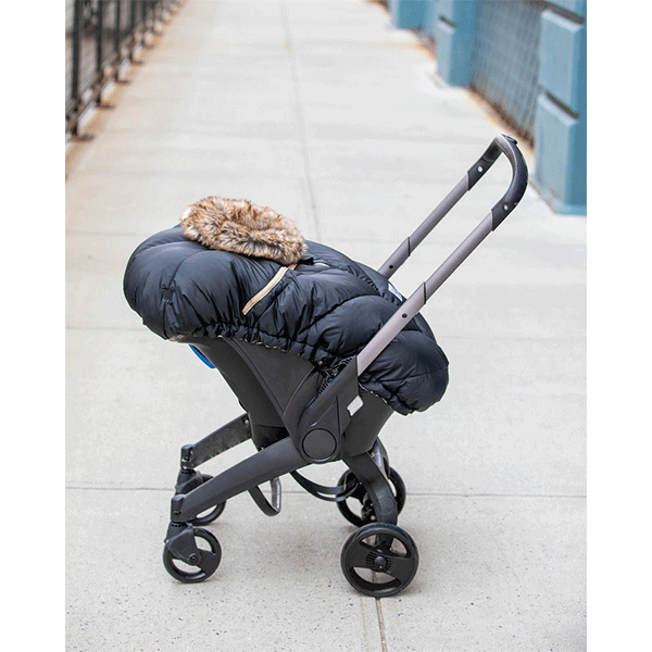 7AM Enfant Car Seat Cocoon Tundra - Black with Faux Fur