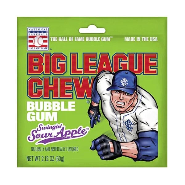 Big League Chew Bubble Gum Swingin' Sour Apple Candy