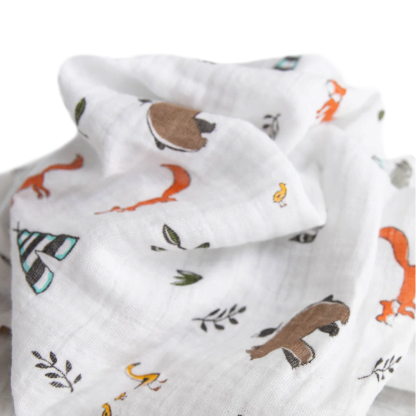 Little Unicorn Cotton Muslin Swaddle Blanket 3 Pack - Forest Friends 2