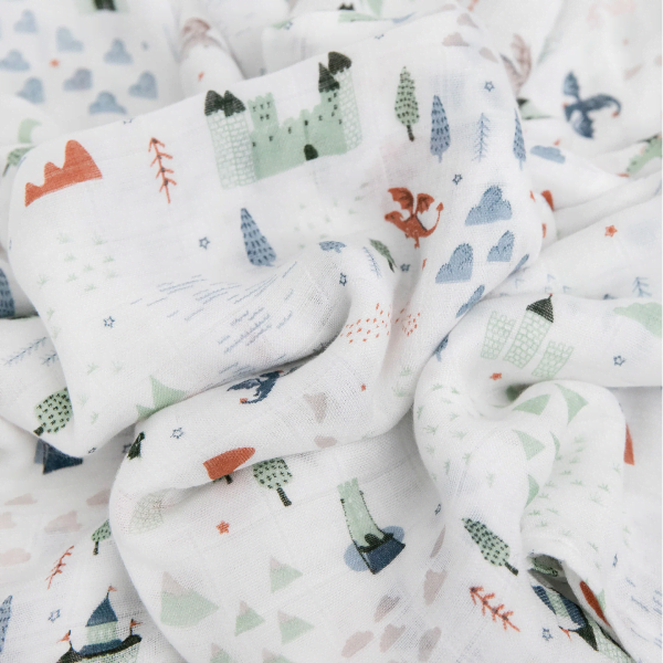 Little Unicorn Deluxe Muslin Swaddle Blanket 2 Pack - Dragon Days