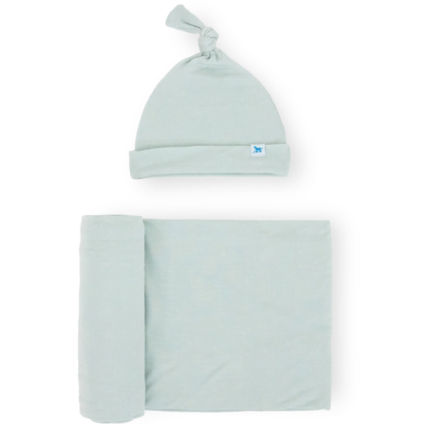 Little Unicorn Stretch Knit Swaddle and Hat Set - Frost Green