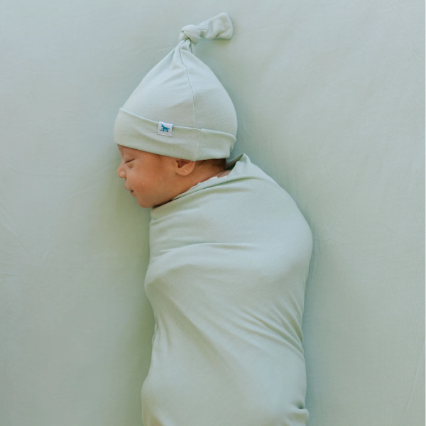 Little Unicorn Stretch Knit Swaddle and Hat Set - Frost Green