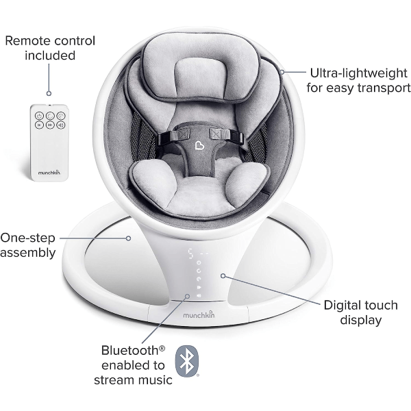 Munchkin Bluetooth Enabled Lightweight Baby Swing