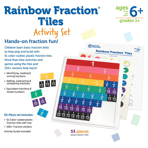 Learning Resources Rainbow Fraction Tiles with Tray