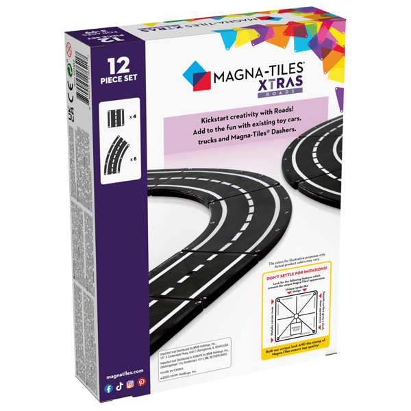 Magna-Tiles Xtras: 12-Piece Road Set