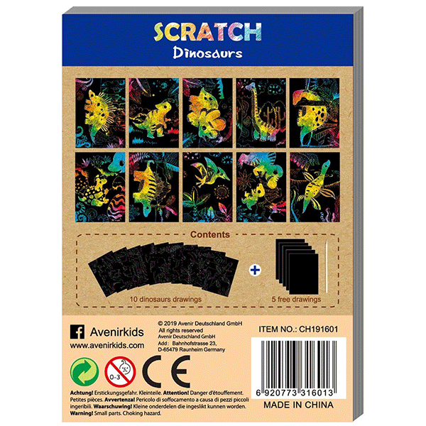 Avenir Mini Scratch Art Book - Dinosaurs