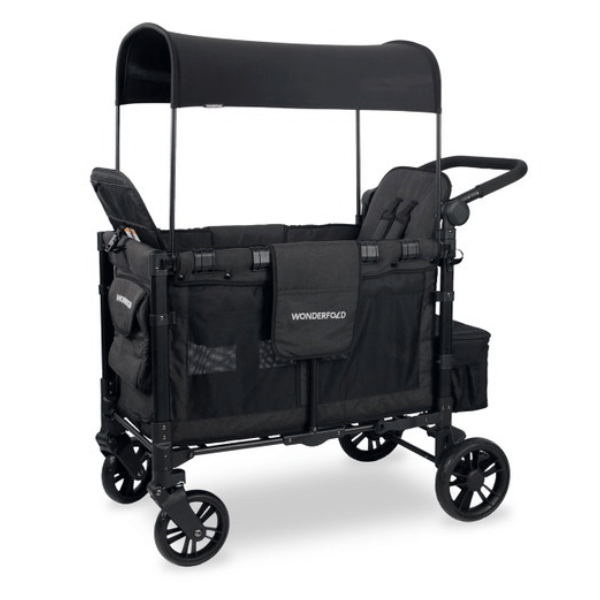 WonderFold W2 Elite Double Stroller Wagon - Volcanic Black