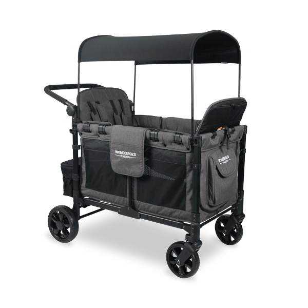 Wonderfold W4 Elite Quad Stroller Wagon - Charcoal Grey