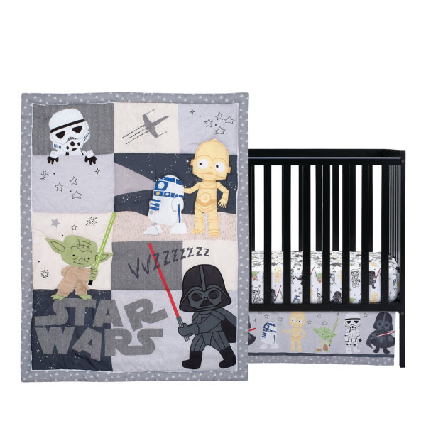 Lambs & Ivy Star Wars Classic 3-Piece Baby Crib Bedding Set - Yoda/Darth Vader