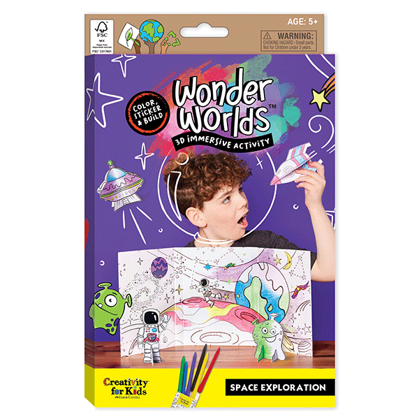 Open Box Creativity for Kids Wonder Worlds Space Exploration 3D Craft Kit