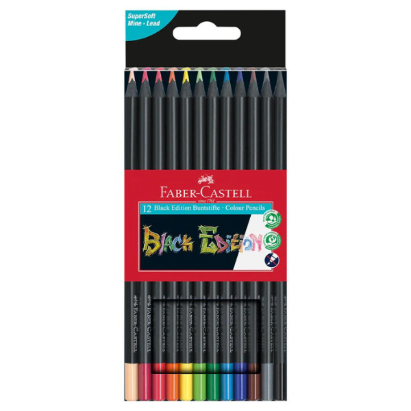 Faber-Castell Black Edition Colour Pencils Box of 12