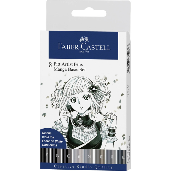 Faber-Castell Pitt Artist Pen – Manga Basic Set of 8