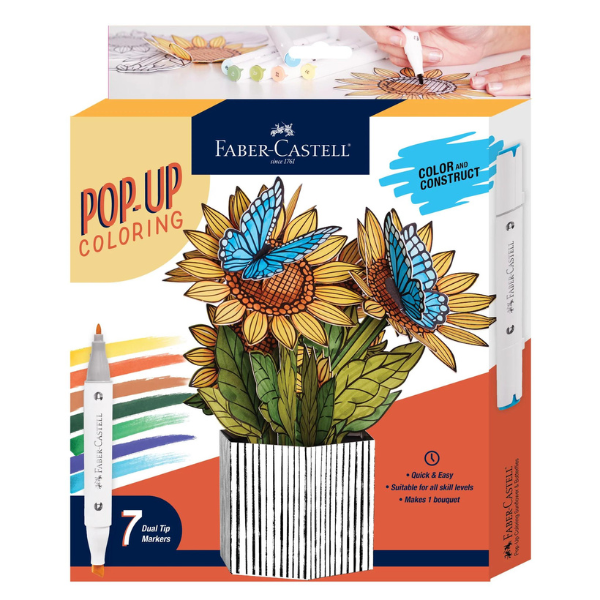 Faber-Castell Pop Up Colouring Bouquet – Sunflowers and Butterflies