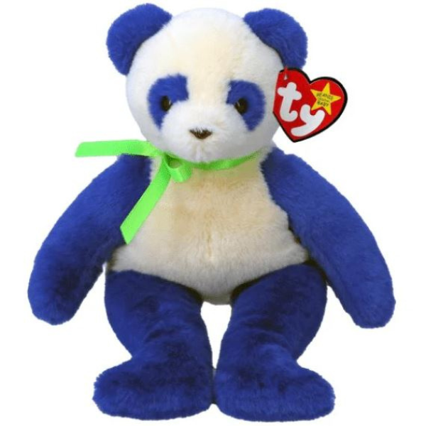 Ty Beanie Babies - Domino Blue and Cream Panda (30th Anniversary)