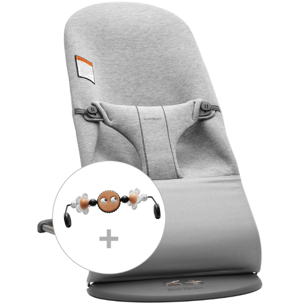 BabyBjorn - Bouncer Bliss Bundle - 3D Jersey - Light Grey with Toy