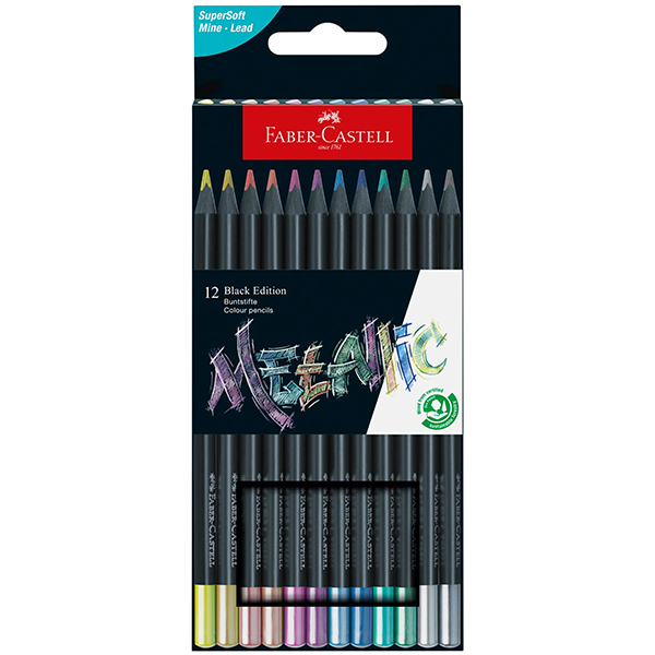 Faber-Castell Metallic Coloured Pencils Black Edition - Set of 12