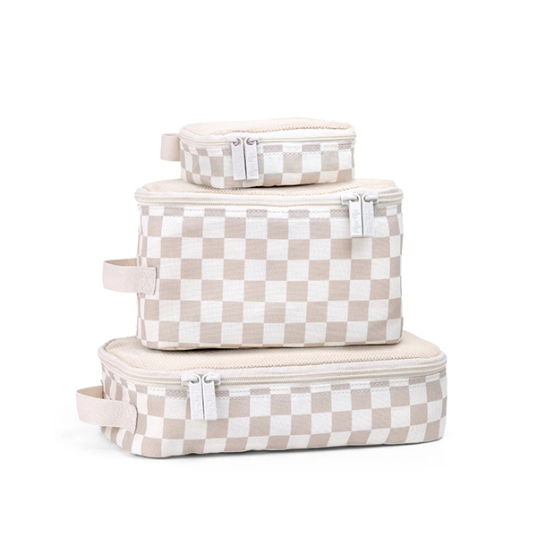 Itzy Ritzy Taupe Checkerboard Pack Like a Boss™ Packing Cubes