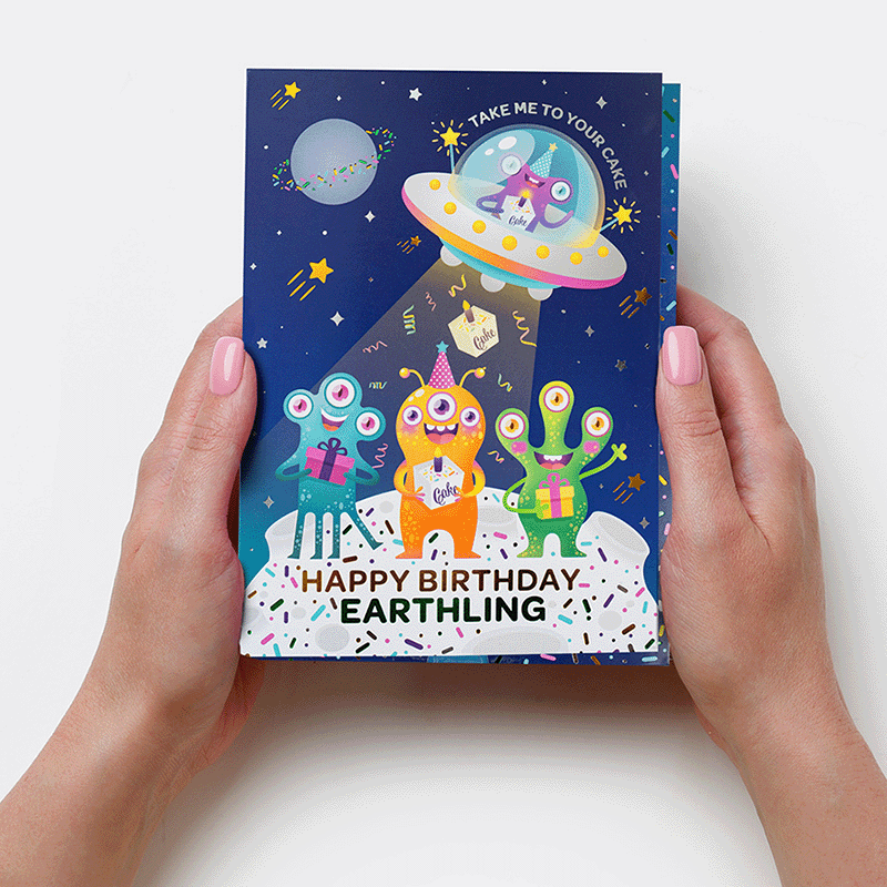 InstaCake Single Birthday Cake Card - Out of This World Vanilla