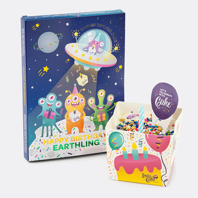 InstaCake Single Birthday Cake Card - Out of This World Vanilla