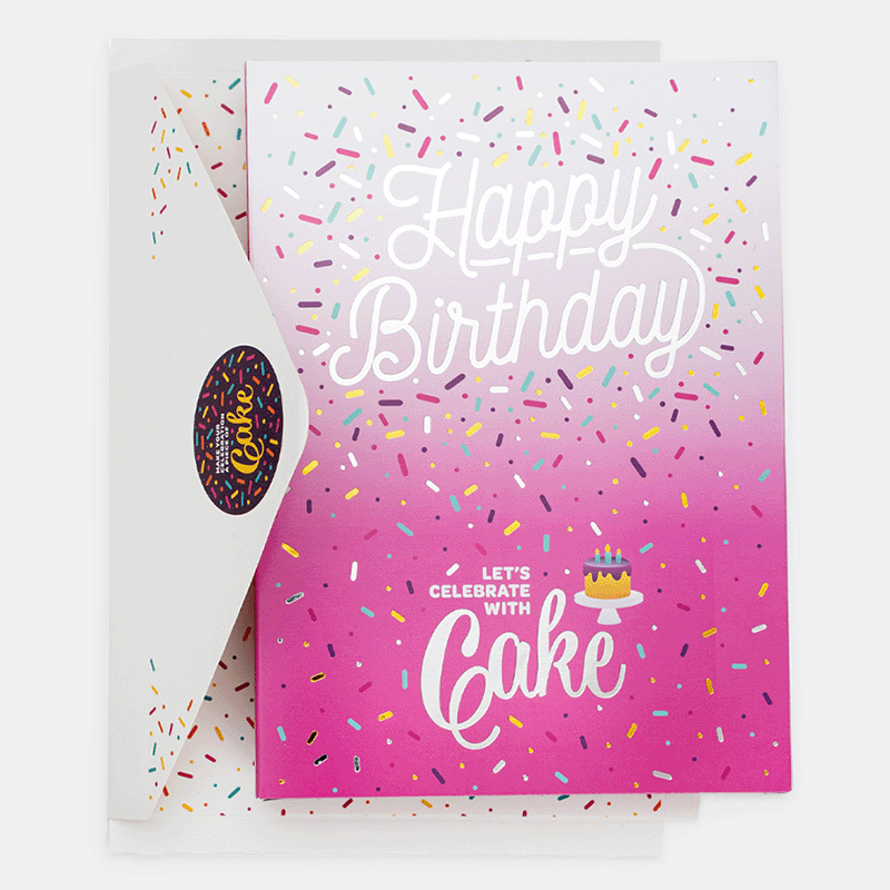 InstaCake Single Birthday Cake Card - Pink/Vanilla