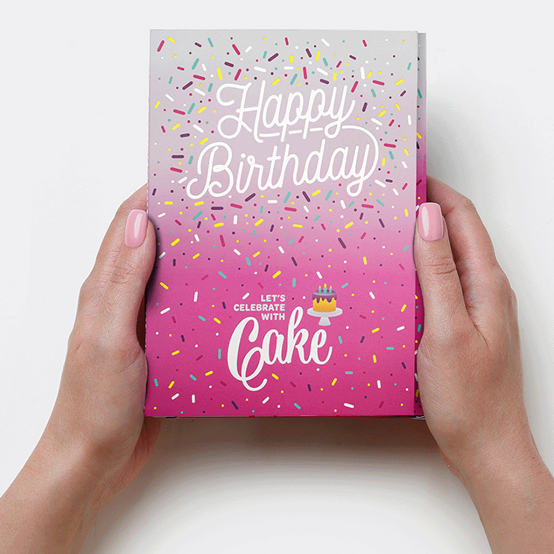 InstaCake Single Birthday Cake Card - Pink/Chocolate