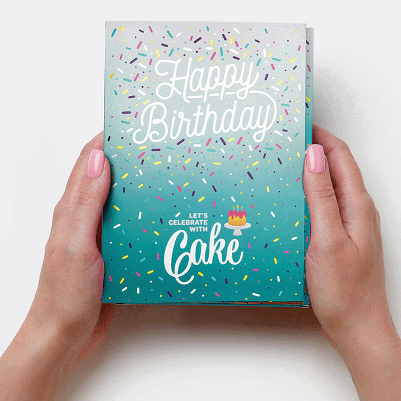 InstaCake Single Birthday Cake Card - Teal/Chocolate