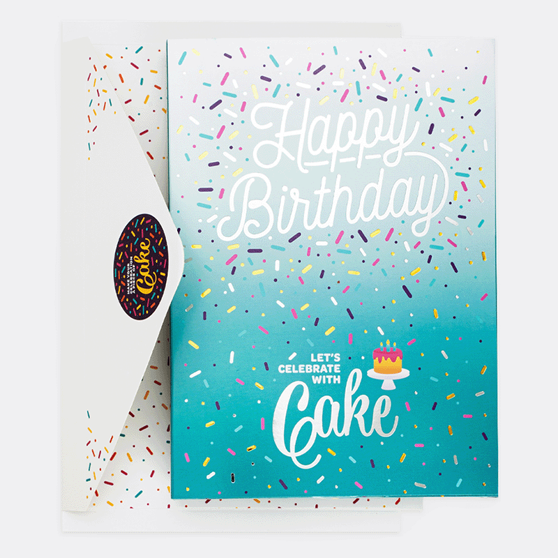 InstaCake Single Birthday Cake Card - Teal/Chocolate