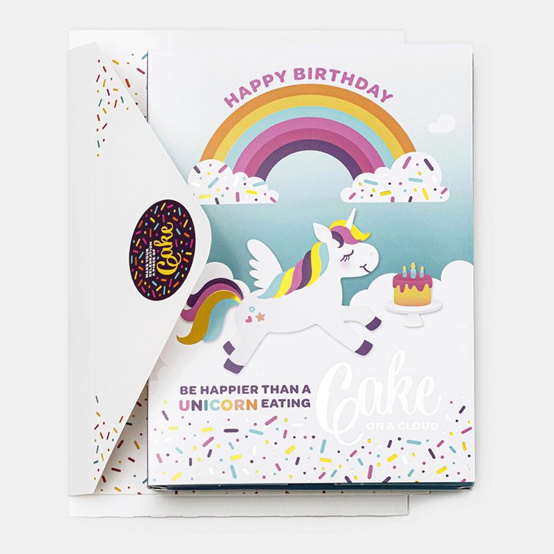 InstaCake Single Birthday Cake Card - Unicorn Rainbow Vanilla