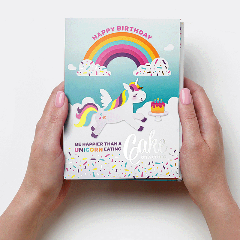 InstaCake Single Birthday Cake Card - Unicorn Rainbow Vanilla