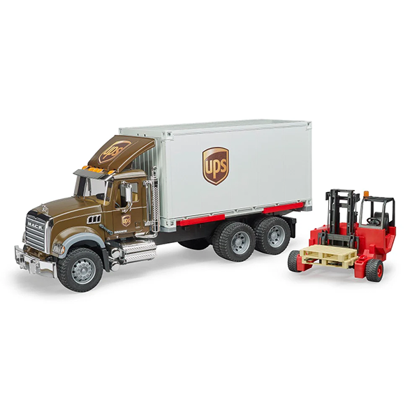 Bruder 02828 MACK Granite UPS Logistics Truck and Forklift